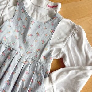 Vintage OshKosh B'gosh set, Pink Floral dress and vintage OshKosh turtleneck 6Y